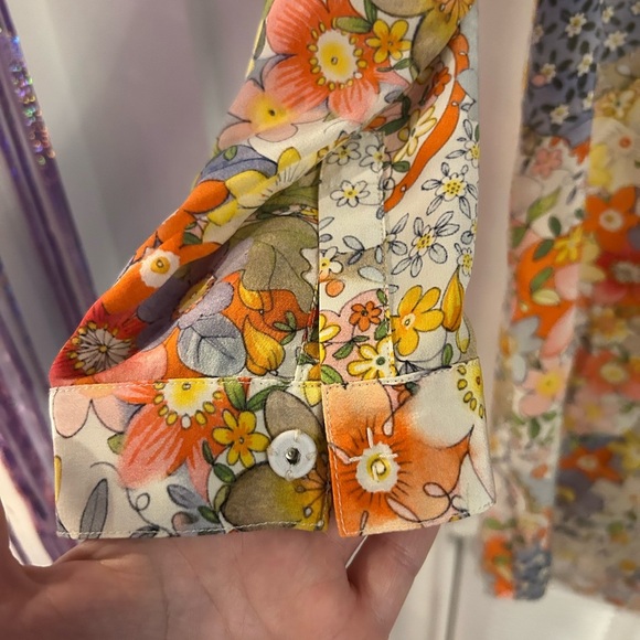 Leggiardo Silk floral snap down blouse boho work wear - Picture 2 of 5